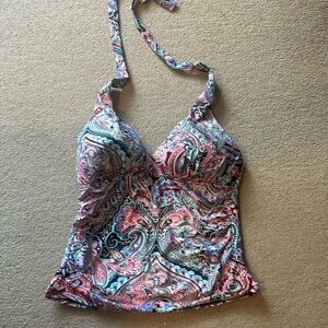 LaBlanca multicolored paisley tankini halter top size large